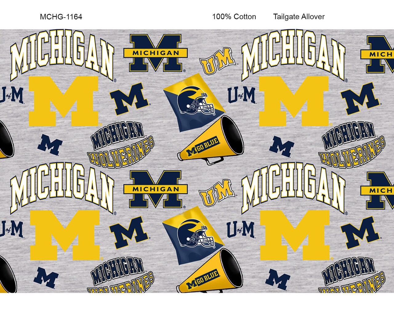 Sykel Enterprises-University of Michigan Cotton Fabric-Michigan Wolverines Mascot Heather Cotton Quilting Fabric